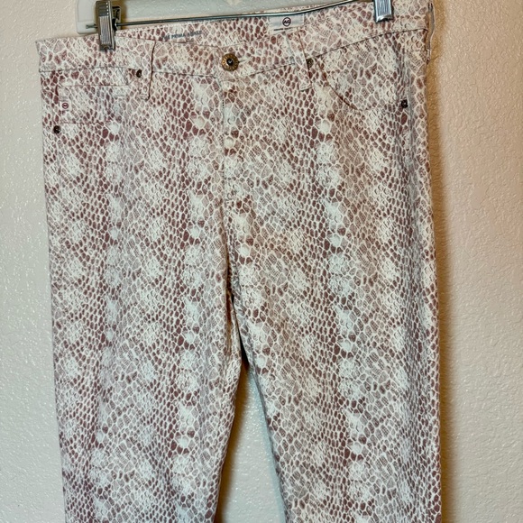 Adriano Goldschmied Leopard Print Prima Ankle Jeans Cream Size 30 - Picture 2 of 12
